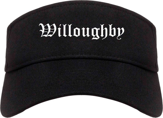 Willoughby Ohio OH Old English Mens Visor Cap Hat Black