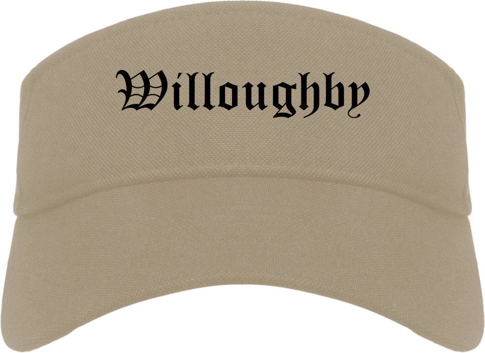 Willoughby Ohio OH Old English Mens Visor Cap Hat Khaki