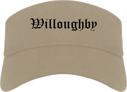 Willoughby Ohio OH Old English Mens Visor Cap Hat Khaki
