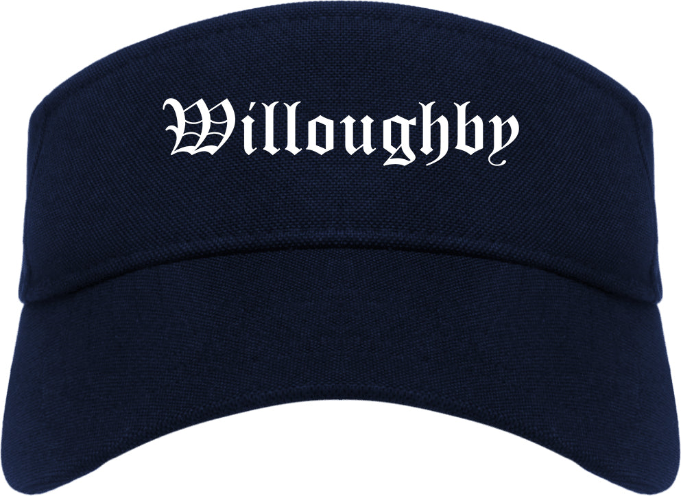 Willoughby Ohio OH Old English Mens Visor Cap Hat Navy Blue