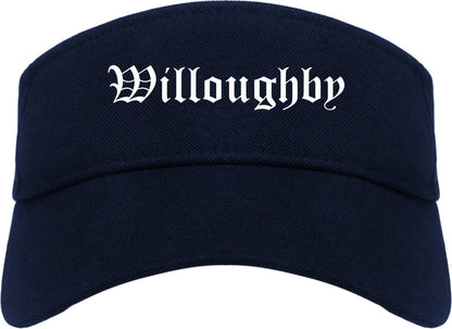 Willoughby Ohio OH Old English Mens Visor Cap Hat Navy Blue