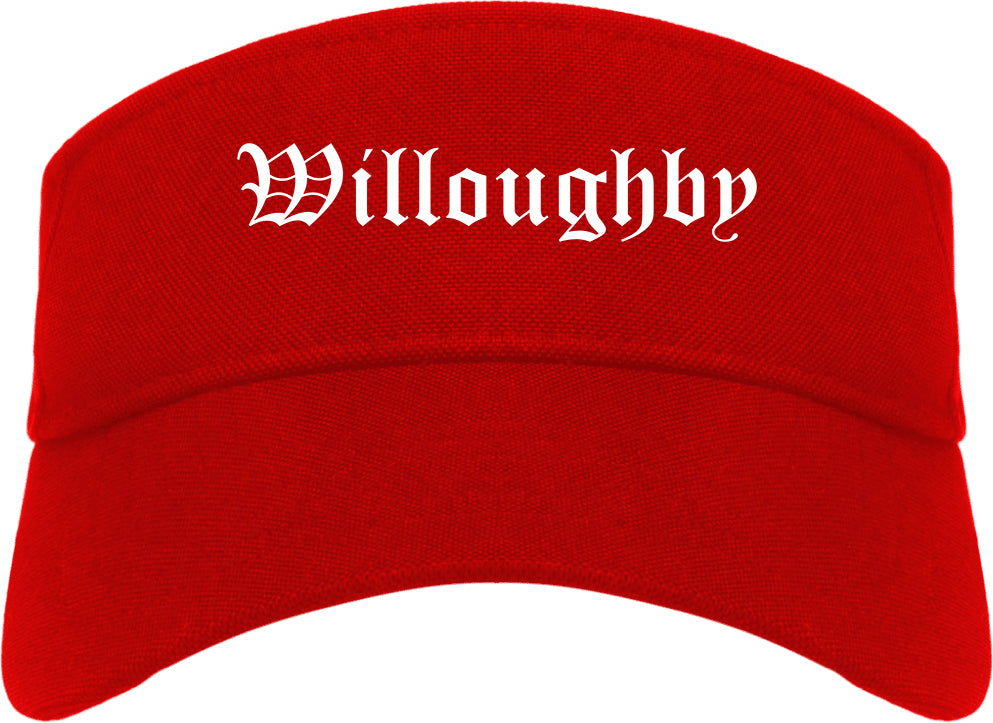 Willoughby Ohio OH Old English Mens Visor Cap Hat Red
