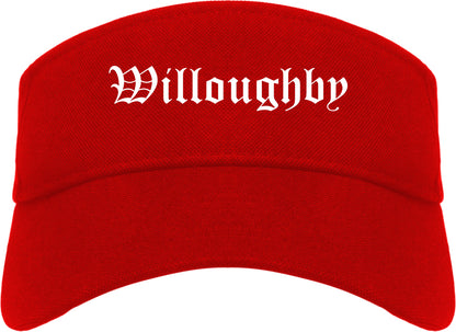 Willoughby Ohio OH Old English Mens Visor Cap Hat Red