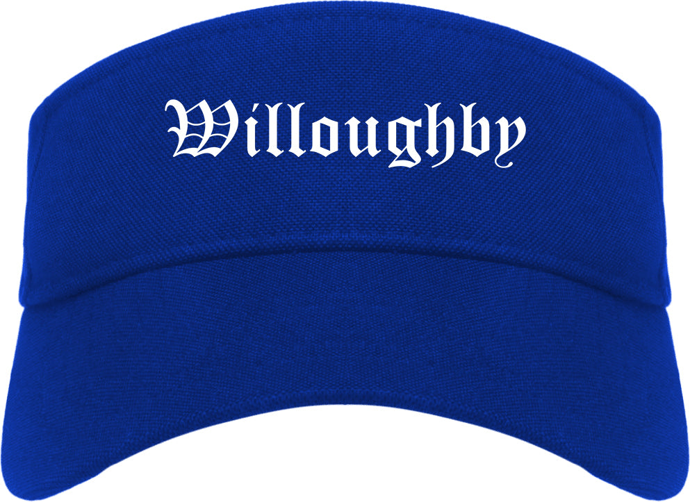Willoughby Ohio OH Old English Mens Visor Cap Hat Royal Blue