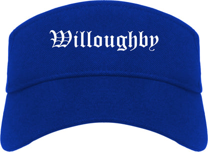 Willoughby Ohio OH Old English Mens Visor Cap Hat Royal Blue