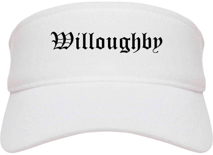 Willoughby Ohio OH Old English Mens Visor Cap Hat White