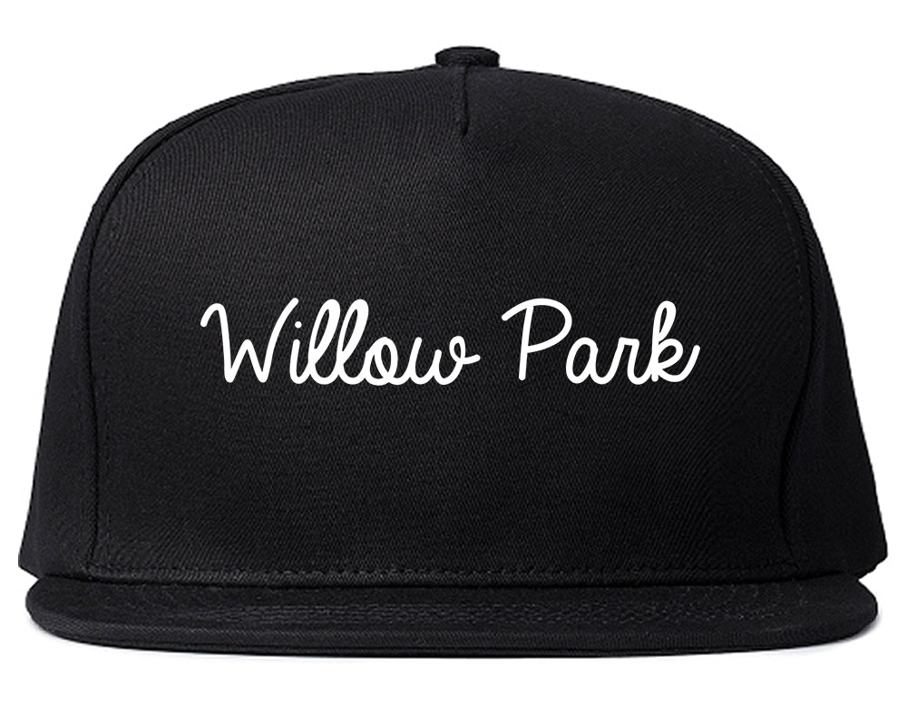 Willow Park Texas TX Script Mens Snapback Hat Black