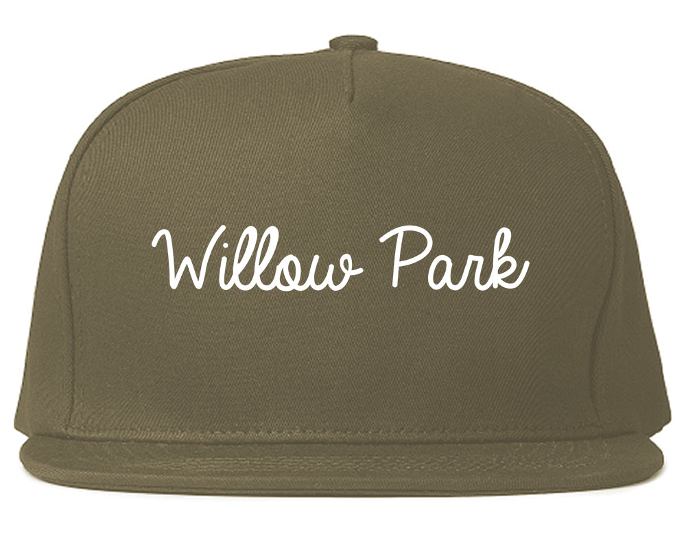 Willow Park Texas TX Script Mens Snapback Hat Grey
