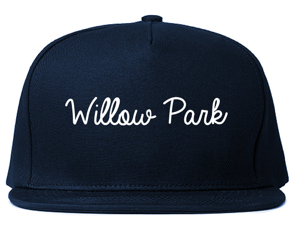 Willow Park Texas TX Script Mens Snapback Hat Navy Blue