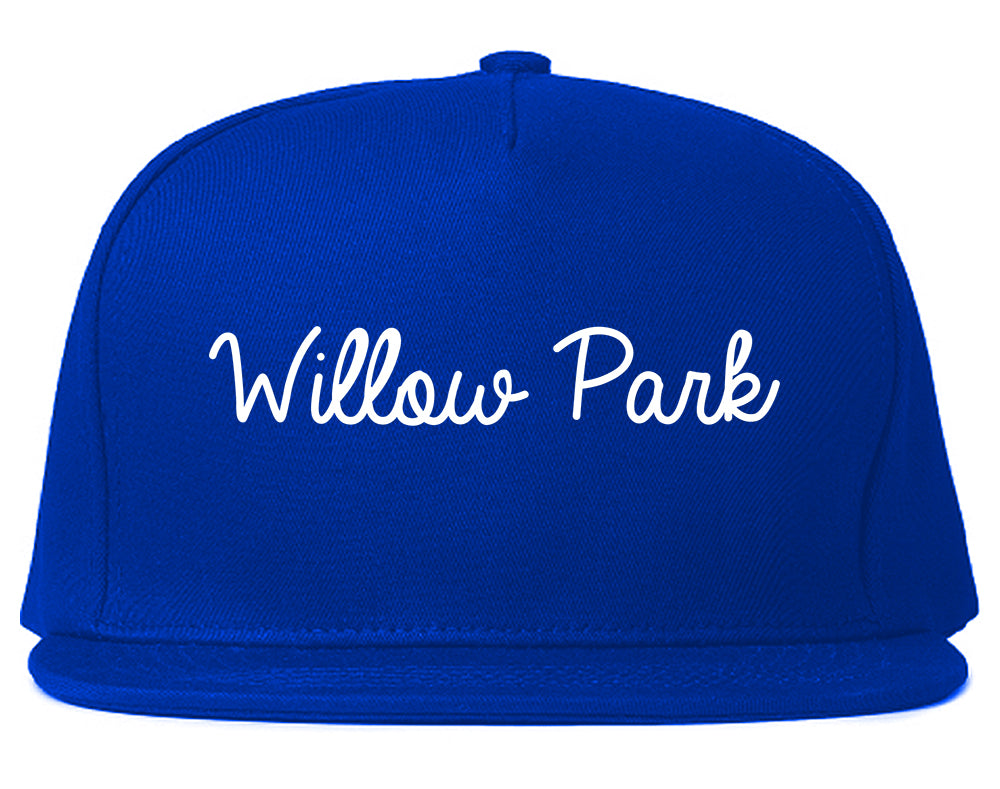 Willow Park Texas TX Script Mens Snapback Hat Royal Blue