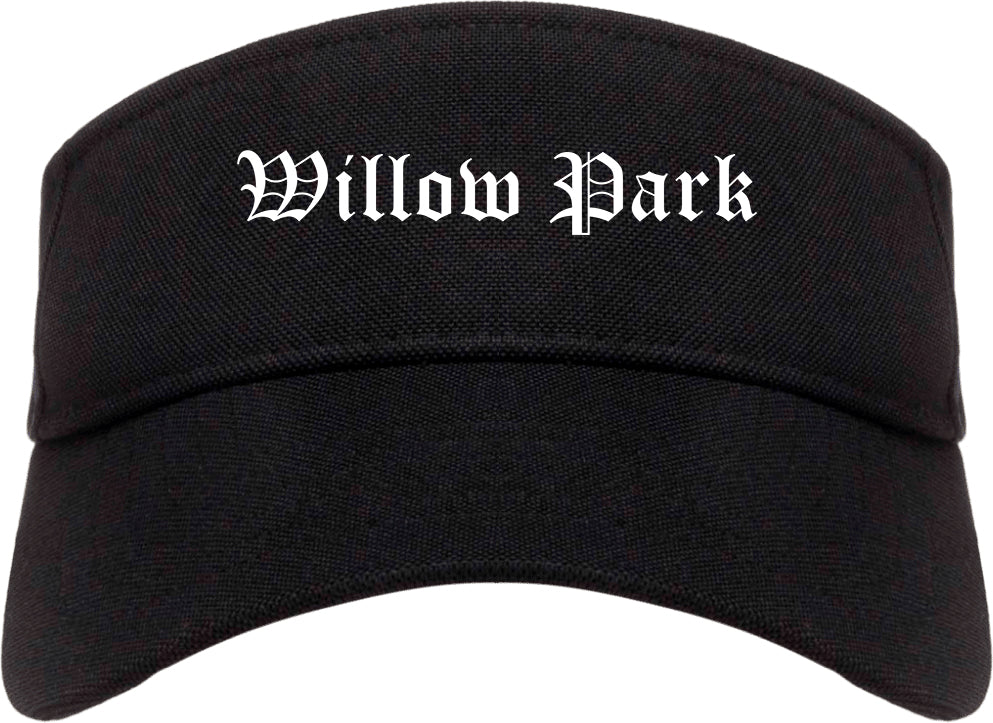 Willow Park Texas TX Old English Mens Visor Cap Hat Black