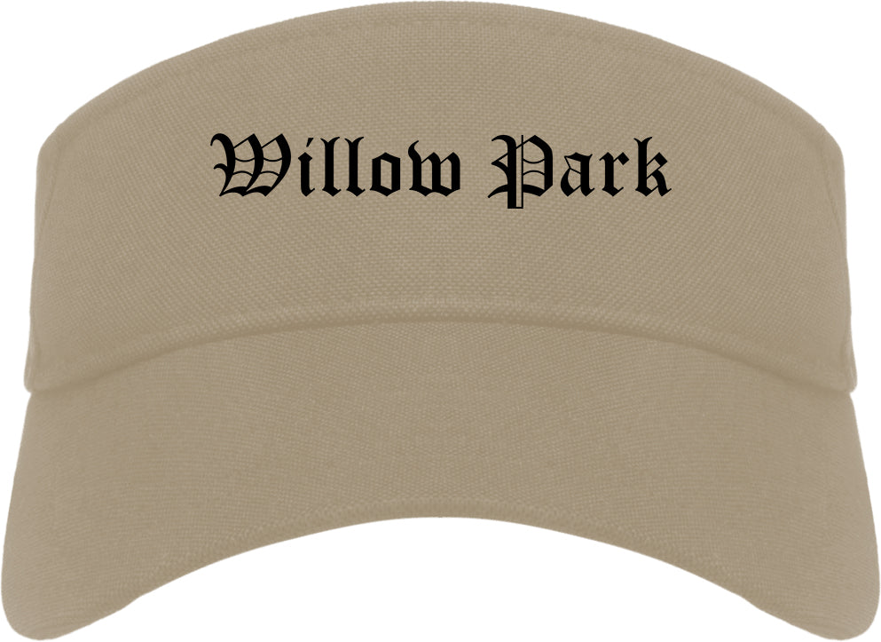 Willow Park Texas TX Old English Mens Visor Cap Hat Khaki