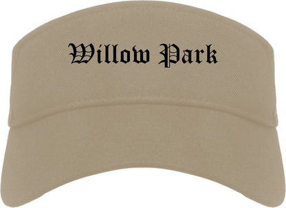 Willow Park Texas TX Old English Mens Visor Cap Hat Khaki
