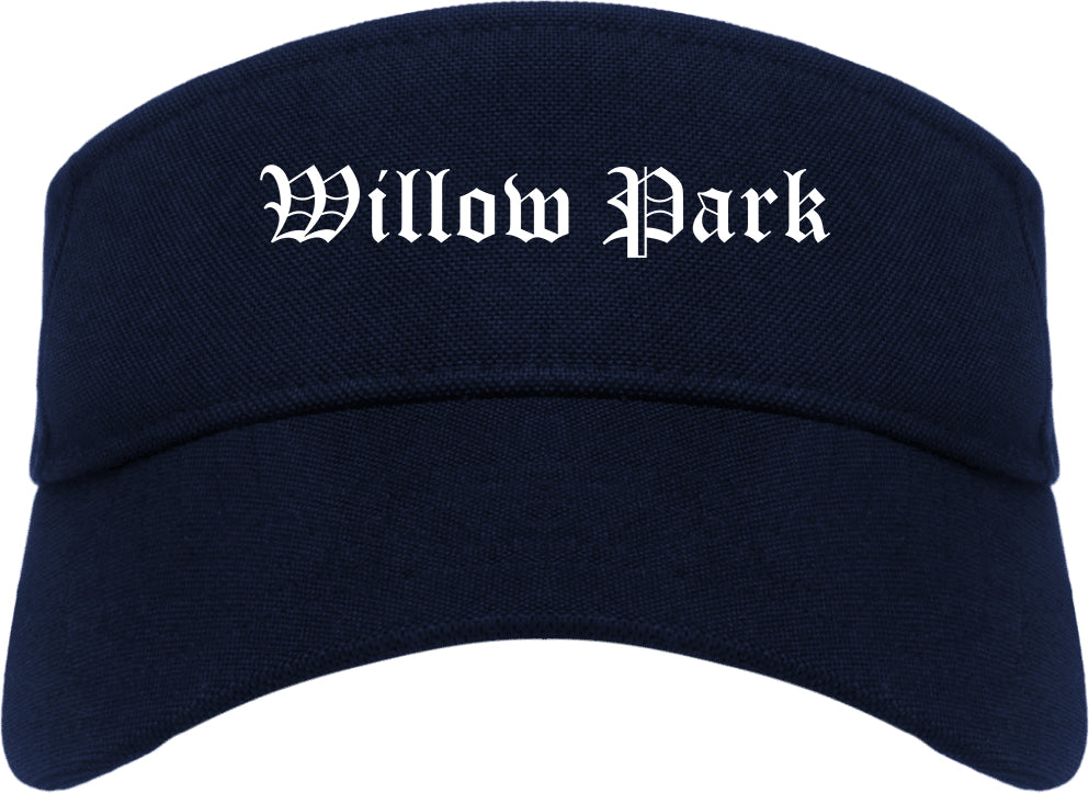 Willow Park Texas TX Old English Mens Visor Cap Hat Navy Blue