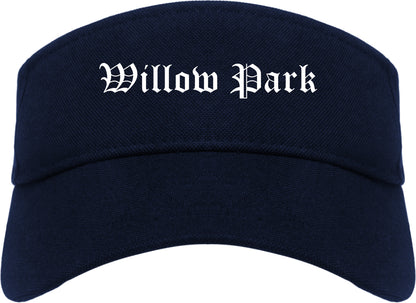Willow Park Texas TX Old English Mens Visor Cap Hat Navy Blue