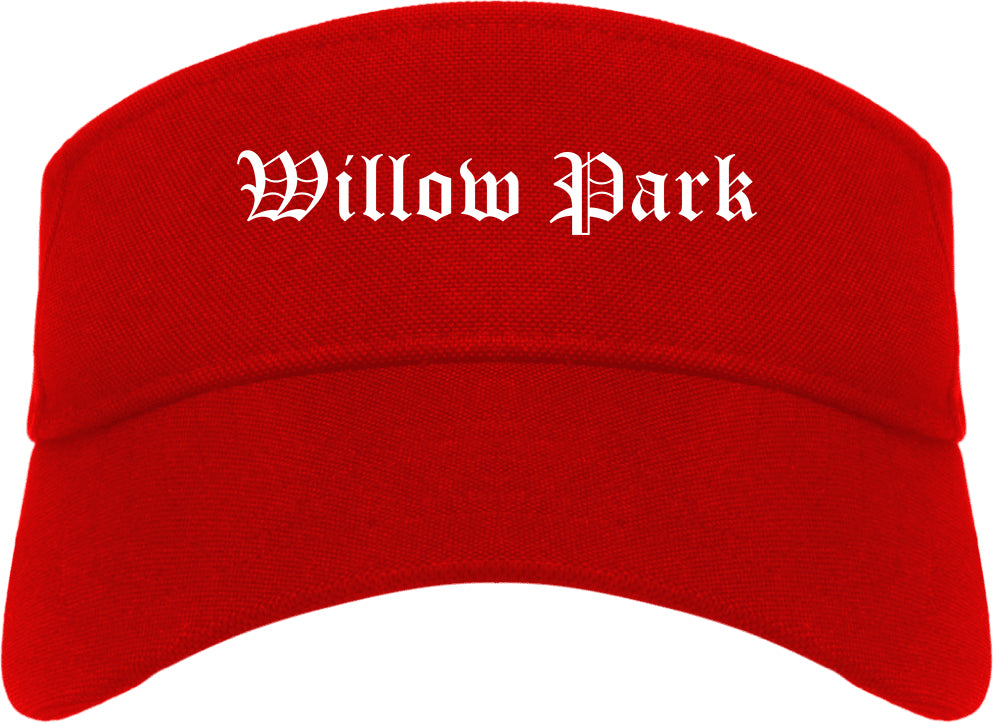 Willow Park Texas TX Old English Mens Visor Cap Hat Red