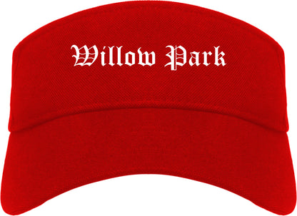 Willow Park Texas TX Old English Mens Visor Cap Hat Red