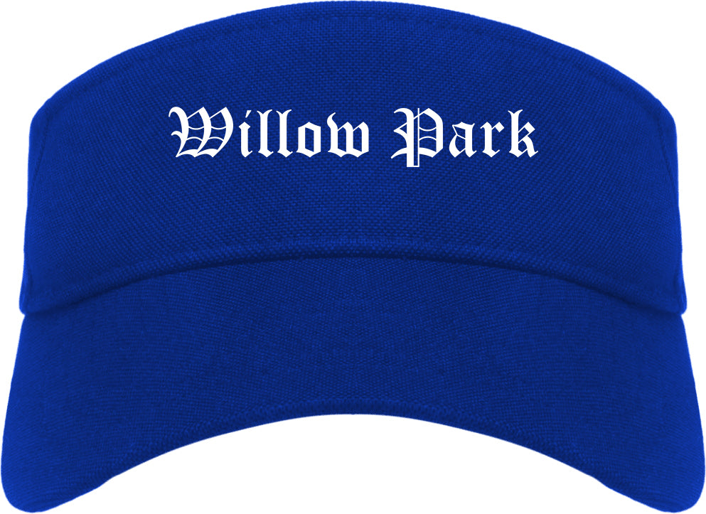 Willow Park Texas TX Old English Mens Visor Cap Hat Royal Blue