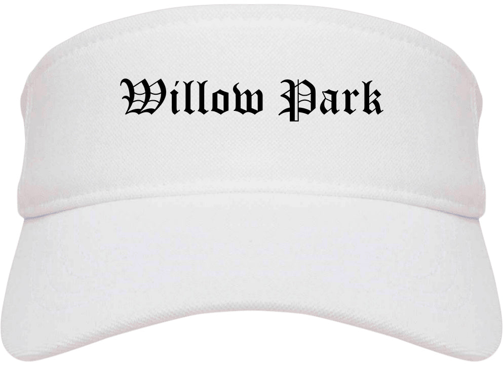 Willow Park Texas TX Old English Mens Visor Cap Hat White
