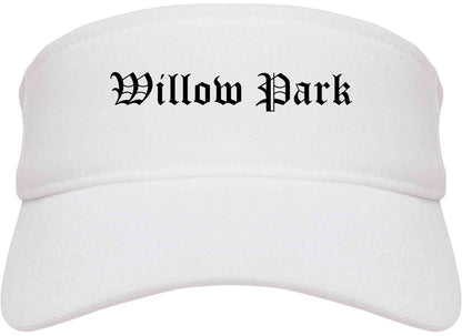 Willow Park Texas TX Old English Mens Visor Cap Hat White