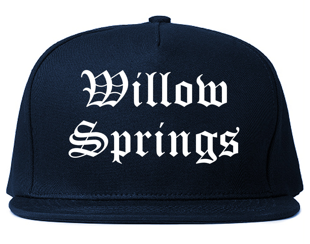 Willow Springs Illinois IL Old English Mens Snapback Hat Navy Blue
