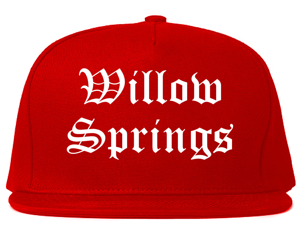 Willow Springs Illinois IL Old English Mens Snapback Hat Red