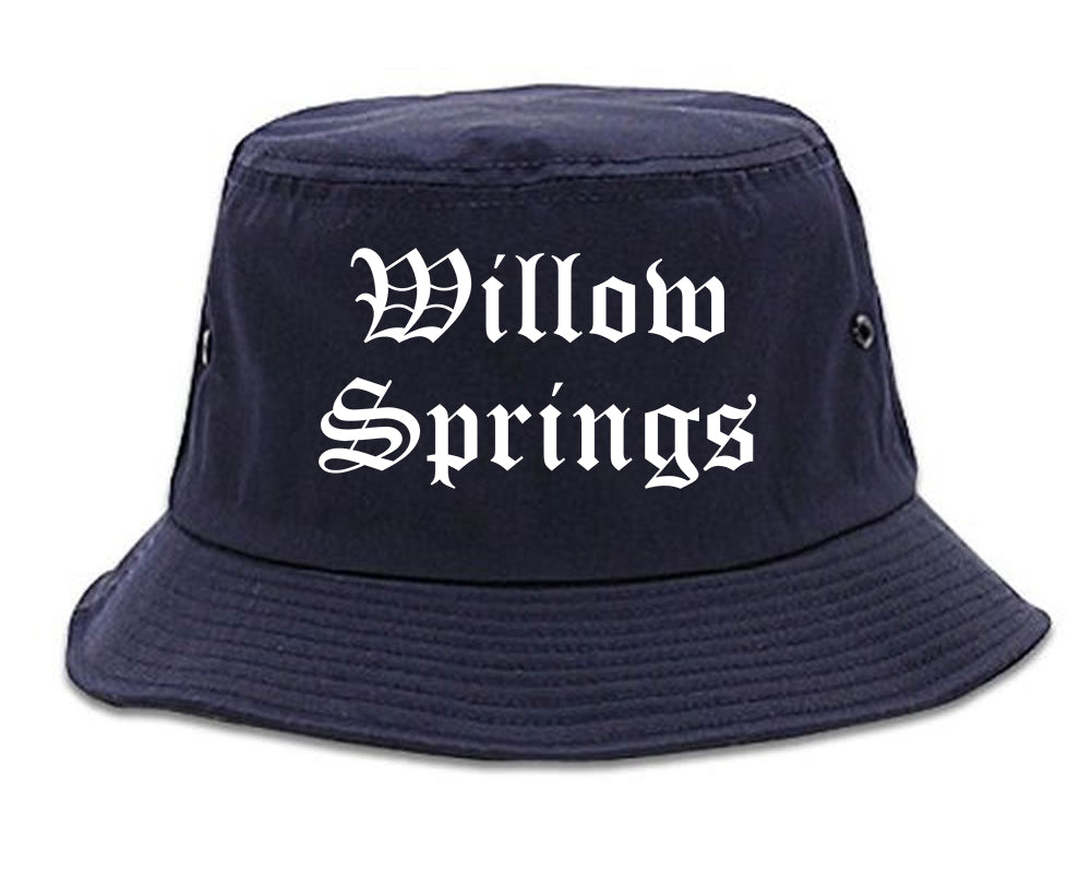 Willow Springs Illinois IL Old English Mens Bucket Hat Navy Blue