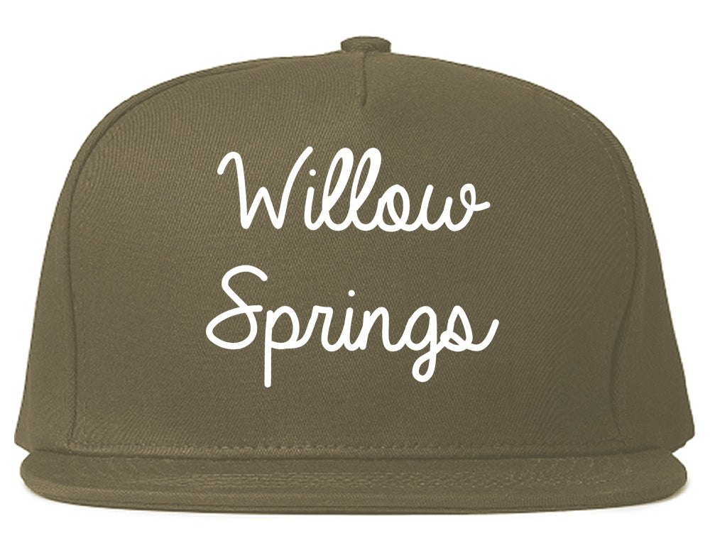 Willow Springs Illinois IL Script Mens Snapback Hat Grey