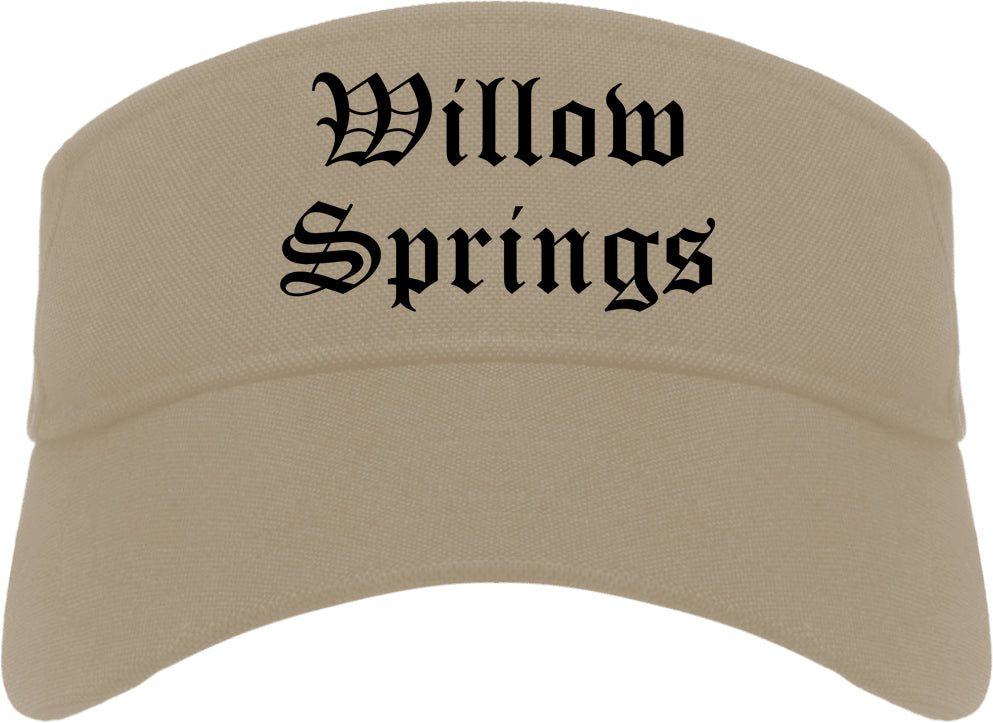Willow Springs Illinois IL Old English Mens Visor Cap Hat Khaki