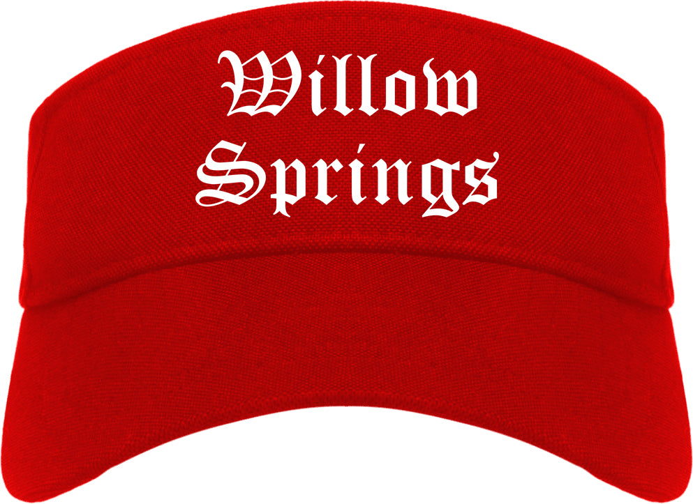 Willow Springs Illinois IL Old English Mens Visor Cap Hat Red