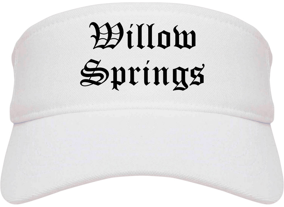 Willow Springs Illinois IL Old English Mens Visor Cap Hat White