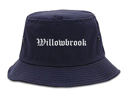 Willowbrook Illinois IL Old English Mens Bucket Hat Navy Blue
