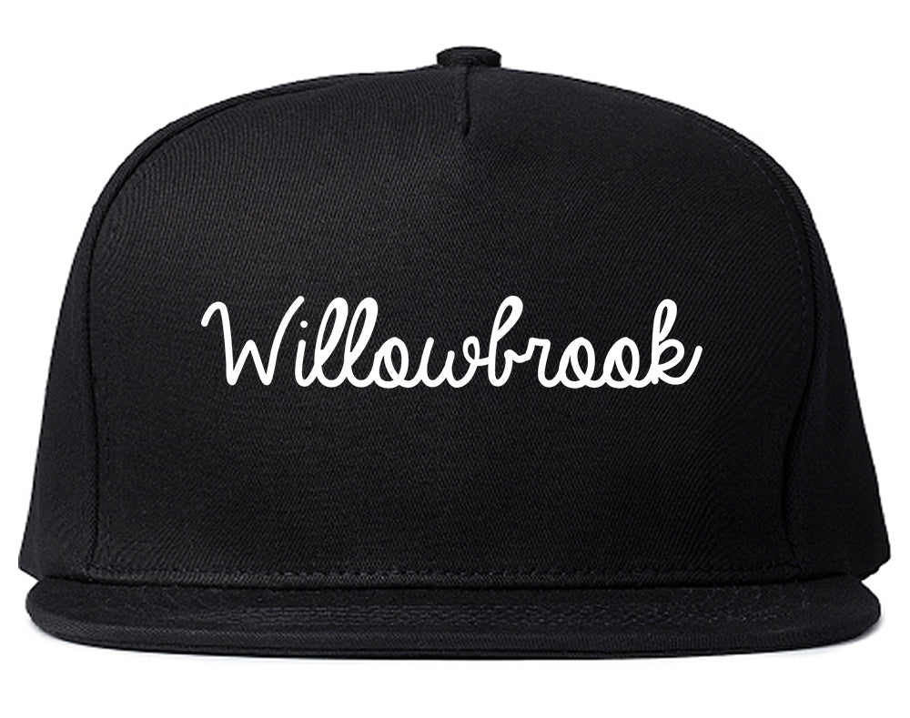 Willowbrook Illinois IL Script Mens Snapback Hat Black