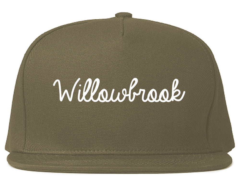 Willowbrook Illinois IL Script Mens Snapback Hat Grey