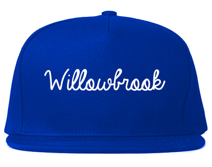 Willowbrook Illinois IL Script Mens Snapback Hat Royal Blue