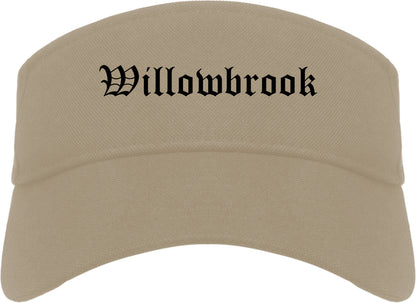 Willowbrook Illinois IL Old English Mens Visor Cap Hat Khaki