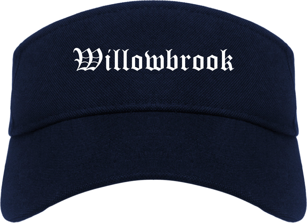 Willowbrook Illinois IL Old English Mens Visor Cap Hat Navy Blue