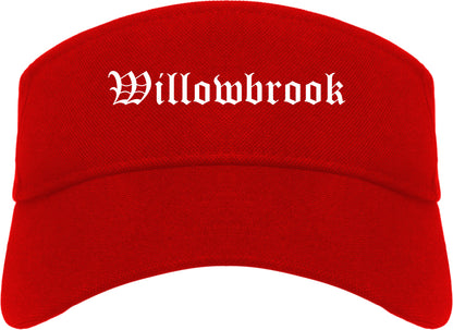 Willowbrook Illinois IL Old English Mens Visor Cap Hat Red