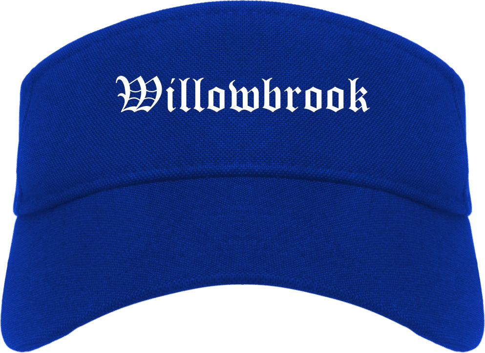 Willowbrook Illinois IL Old English Mens Visor Cap Hat Royal Blue