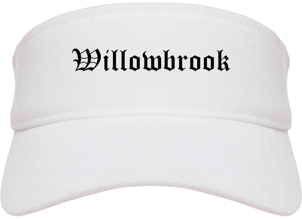 Willowbrook Illinois IL Old English Mens Visor Cap Hat White