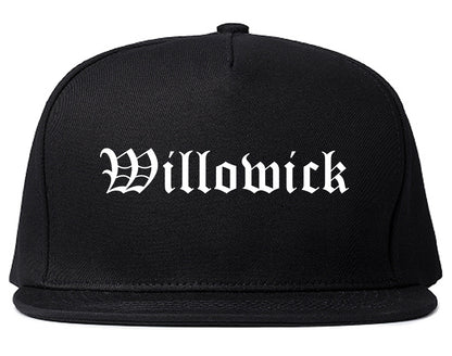 Willowick Ohio OH Old English Mens Snapback Hat Black