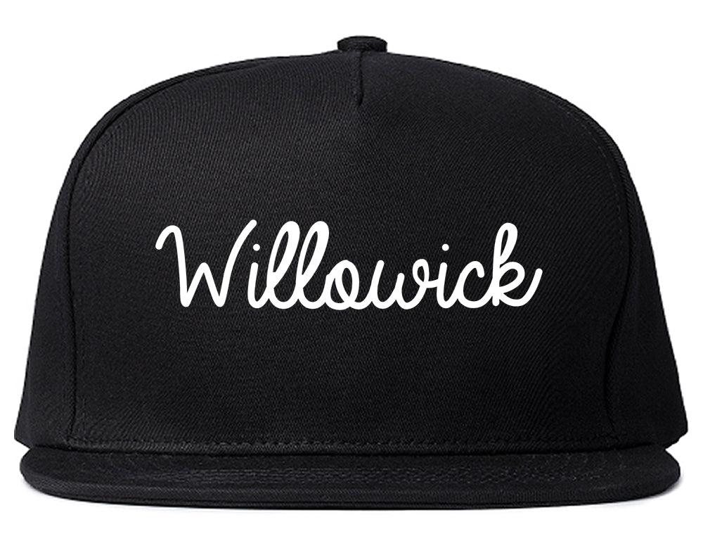 Willowick Ohio OH Script Mens Snapback Hat Black