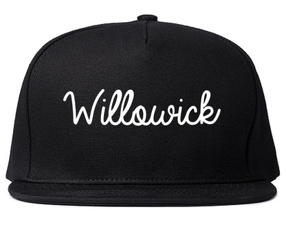 Willowick Ohio OH Script Mens Snapback Hat Black