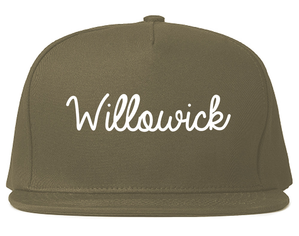 Willowick Ohio OH Script Mens Snapback Hat Grey