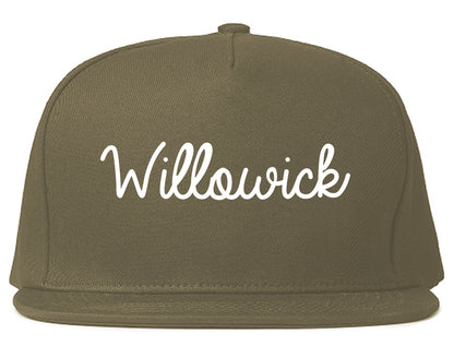 Willowick Ohio OH Script Mens Snapback Hat Grey