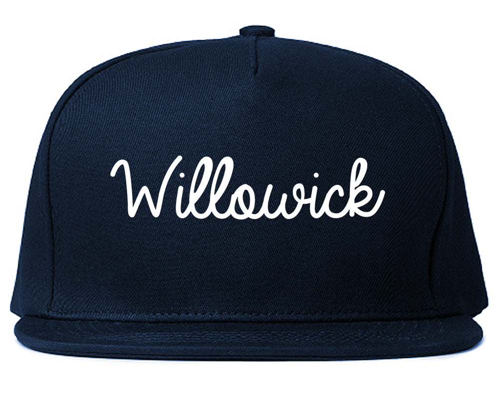 Willowick Ohio OH Script Mens Snapback Hat Navy Blue
