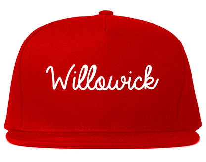 Willowick Ohio OH Script Mens Snapback Hat Red