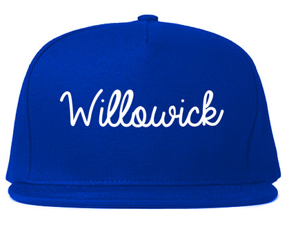 Willowick Ohio OH Script Mens Snapback Hat Royal Blue