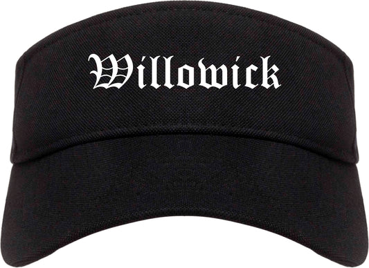 Willowick Ohio OH Old English Mens Visor Cap Hat Black