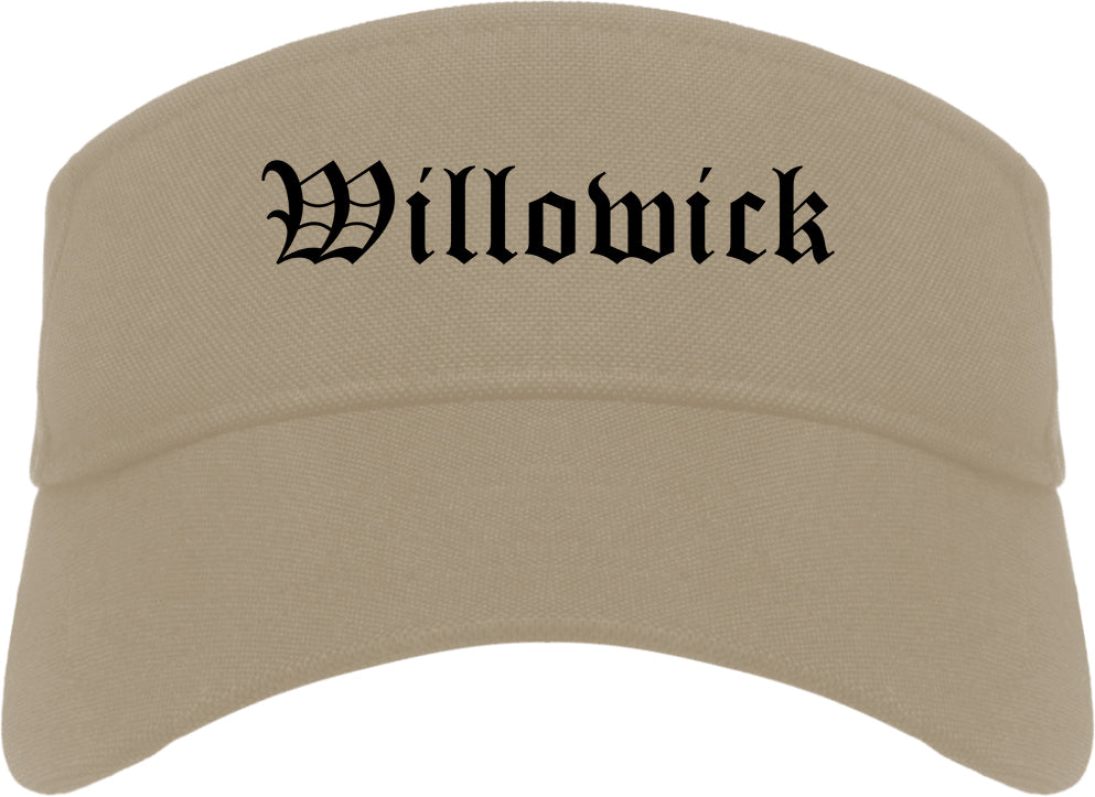 Willowick Ohio OH Old English Mens Visor Cap Hat Khaki